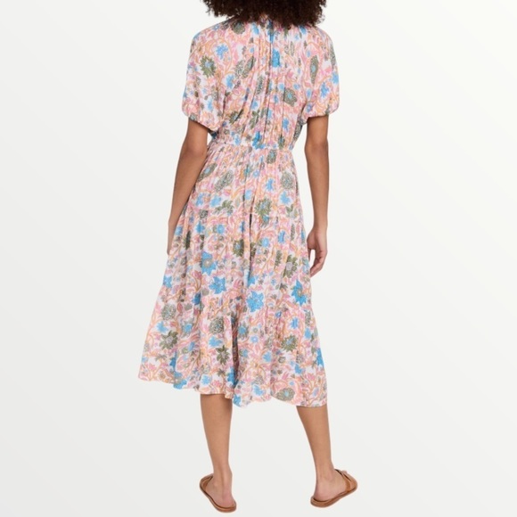 Playa Lucila Dress Floral Short Sleeve Midi‎ Sz XS - Picture 5 of 12